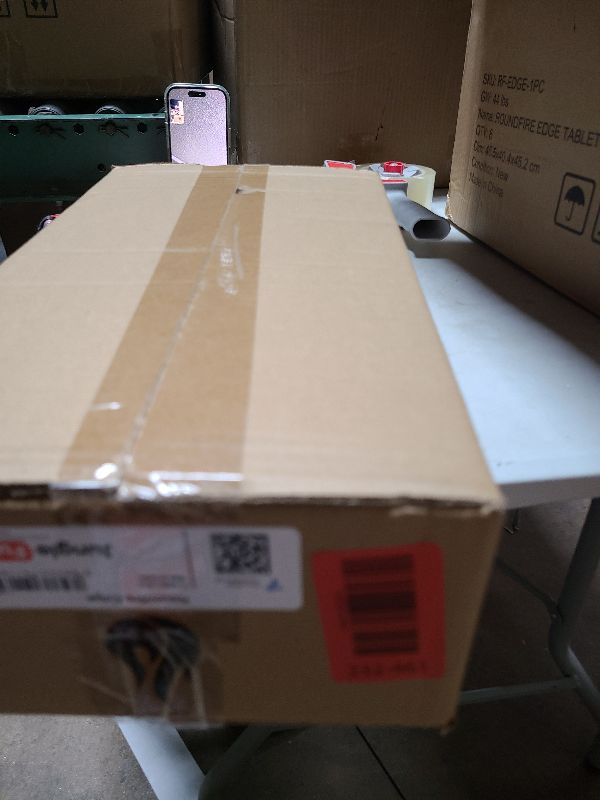 Photo 1 of 28-inch Table Top Propane Fire Pit, 40,000 BTU Tabletop Firepit for Patio, Outdoor Portable Rectangular Fire Bowl w/Wind Glass Shield, Glass Rocks - Carbon Gray