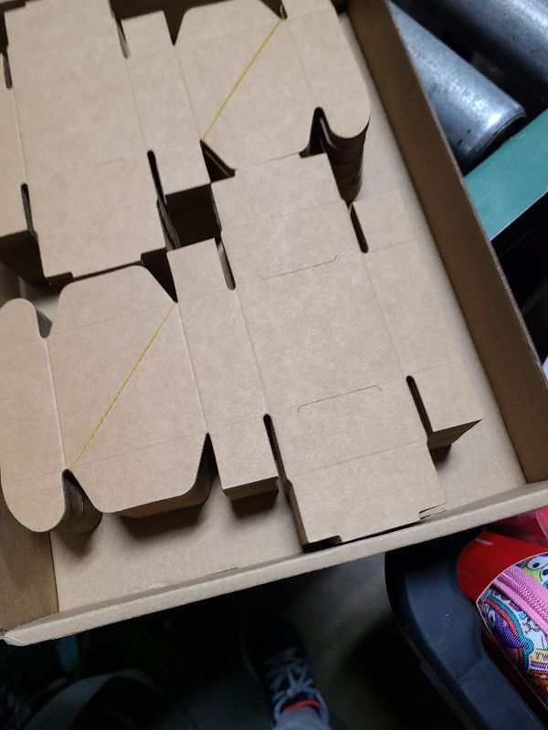 Photo 1 of 200 Pcs Small Kraft Paper Gift Boxes Bulk 2.16'' x 2.16'' x 0.98'' Ornaments Cardboard Boxes with Lid for Favor Earring Jewelry Bracelet(Kraft Color)