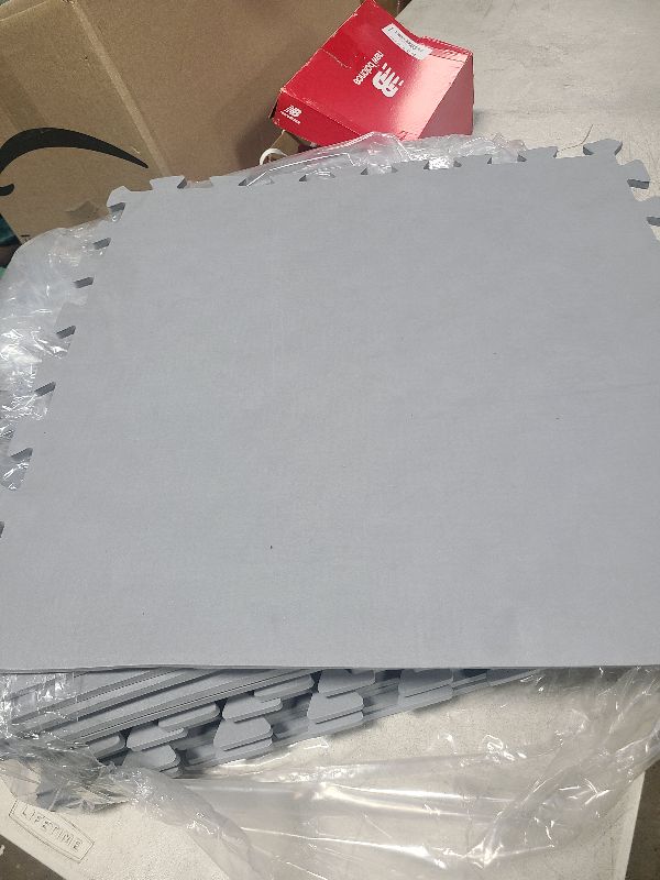 Photo 1 of 22.3" x 22.3" Gray Foam Interlocking Floor Mats, 16 Piece