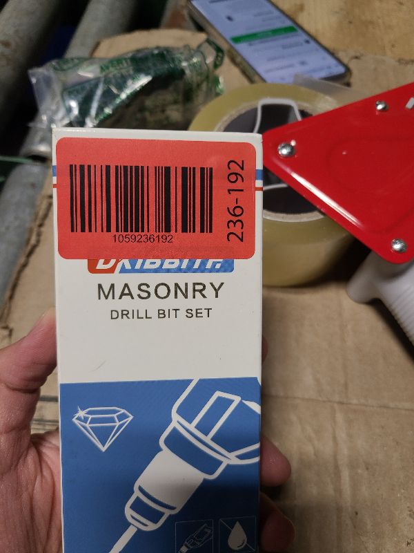 Photo 1 of 10-Piece Masonry Drill Bit Set for Concrete Tile Glass Ceramic Brick,1/8 to 1/2 Inch Drilling Bits with Triangle Handle,Tungsten Steel Alloy Tip.?Black?