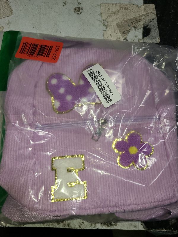 Photo 1 of 2 3 4 5 6 Year Old Girl Gifts Chenille Initial Mouse Bow Mini Backpack, Corduroy Toddler Backpacks Christmas Birthday Gifts for Girls 2-4 5-6, Purple Mini Diaper Bag Must Haves for Park Travel E