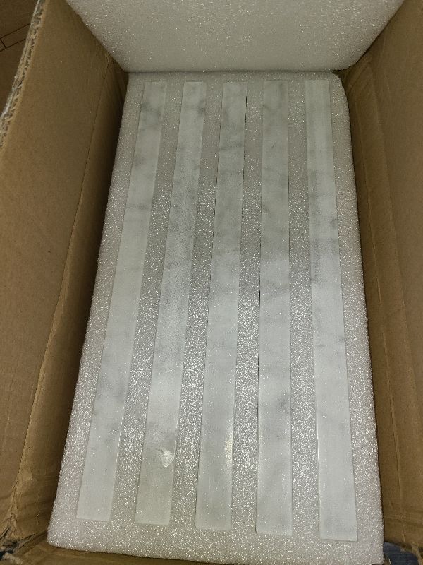 Photo 1 of 10-Pack Carrara White Marble Pencil Liner Tile Trim, 3/4''x12 Honed Natural Stone Bullnose Tile Edge Trim Molding for Kitchen Bathroom Shower Backsplash Wall