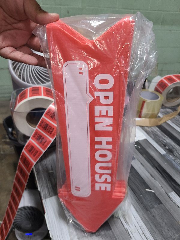 Photo 1 of 10pcs Open House Red Arrow Yard Signs with Stakes-16 x 5 in Double Sided, Open House Real Estate Signs, Property Sale Directional Arrows Signs, WEATHER-PROO