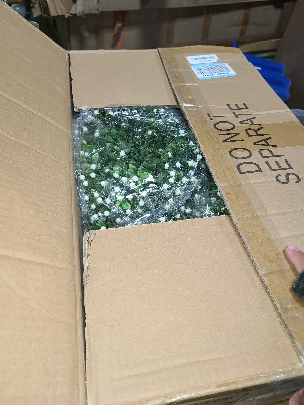 Photo 1 of 24in Artificial Boxwood Topiary Tree 2 Pack, Artificial Boxwood Double Ball Topiary Trees, UV Resistance Rated Faux Topiaries Tree, Fake Greenery Plants Ball Tree for Porch,Home,Garden