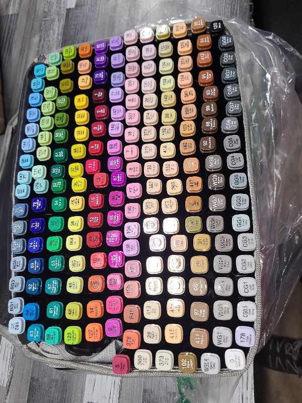 Photo 1 of 204 Alcohol Markers Set, Dual Tips Blender Art Markers for Drawing, Permanent Sketch Marker for Kids adult coloring, Alcohol Based, Adults Coloring and Artist Illustration.