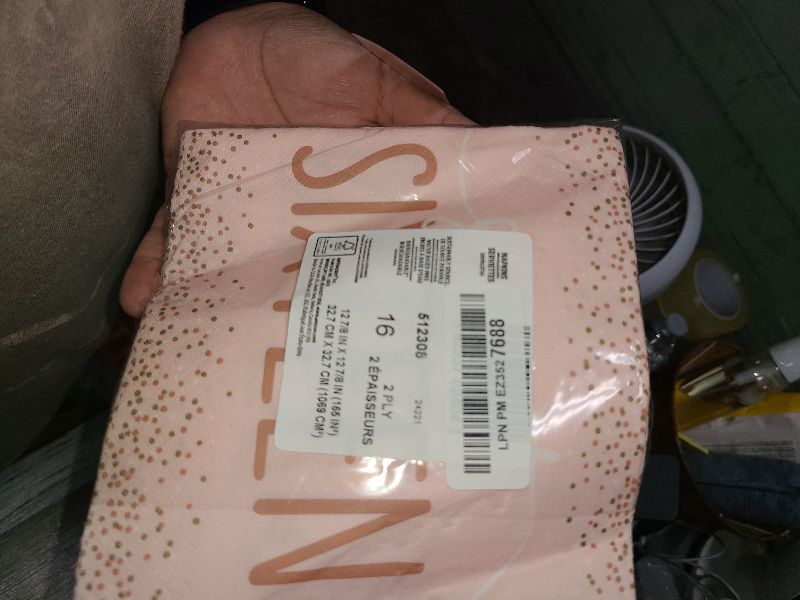 Photo 1 of "Sweet Sixteen" Blush Luncheon Napkins, 6.5" (16-Pack) - Premium Quality Napkins for Birthday Parties, Events and Everyday Use