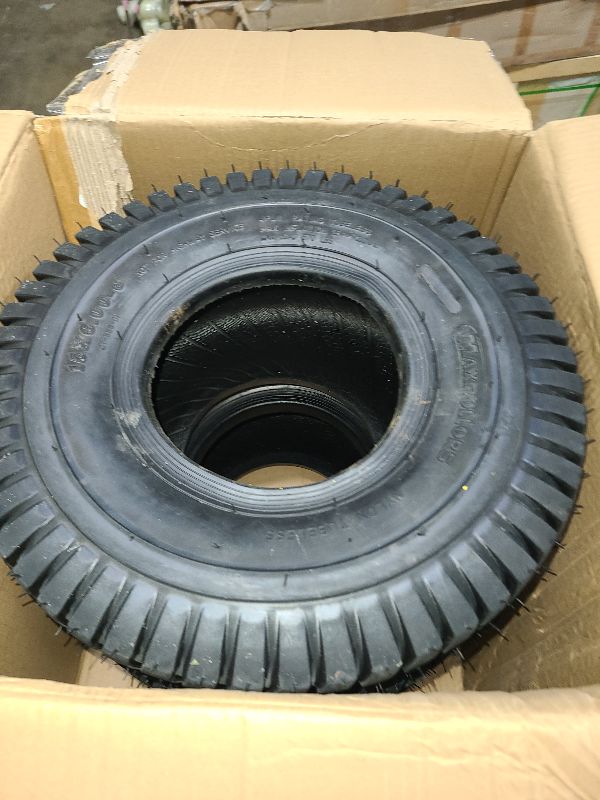 Photo 1 of (2 Pack) MAXROLLORS 15x6.00-6 Lawn Mower Tires, 15x6-6 for Garden Tractor Riding Lawnmower Tire, 4 Ply Tubeless, Turf-V Pattern, 570 lbs Capacity