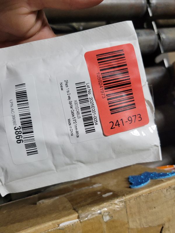 Photo 1 of 2-Pack White 1 to 2 Way DC Power Splitter Cable, Plug 5.5mm x 2.1mm, for CCTV Camera,LED Strip Light and More