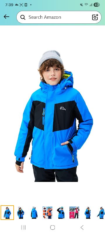 Photo 1 of 
Kids Winter Ski Jacket Boys Girls Waterproof Windproof Snowboard Warm Snow Outdoor Hooded Coat