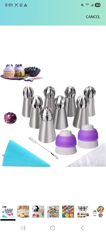 Photo 1 of 
Cake Decor Piping Tips, Frosting Nozzles Icing Tips for Cake Decorating Tips Kit, Piping Tips Set, Baking Supplies for Cookie Cupcake,Professional Reusable Piping Bags and Tips Set (22*Russian Piping