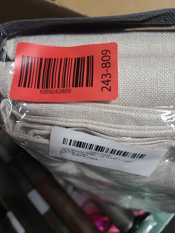 Photo 1 of 100% Blackout Shield Linen Blackout Curtains for Bedroom 84 Inches Long, Back Tab/Rod Pocket Living Room Drapes, Thermal Insulated Blackout Curtains 2 Panels Set, 50" W x 84" L, Cream