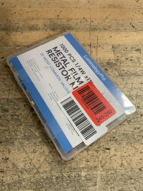 Photo 1 of 1000 PCS Resistor Kit 1/4 W +-1% Premium Metal Film Resistors Assortment Kit, 25 Values (1 Ohm-1M Ohm) 40 Each, Breadboard & DIY Electronics, Includes 10k Ohm, 1k Ohm, 220 Ohm Resistors Pack