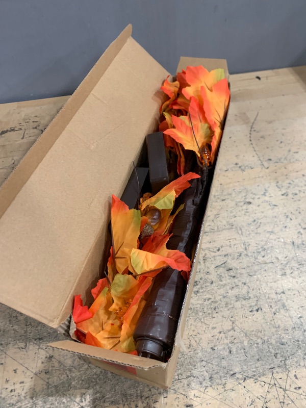 Photo 1 of 2 Pack 24 Inch Artificial Lighted Maple Tree with 48 LEDs Timer Fall Thanksgiving Decorations Battery Operated Prelit Maple Tree Table Lights for Thanksgiving Decor Home Indoor Autumn Harvest