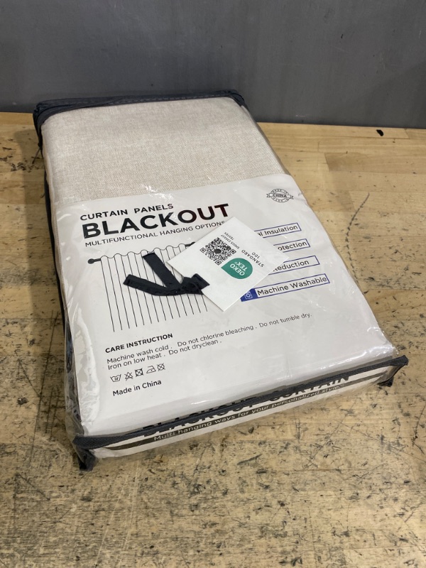 Photo 1 of 100% Blackout Shield Linen Blackout Curtains for Bedroom 84 Inches Long, Back Tab/Rod Pocket Living Room Drapes, Thermal Insulated Blackout Curtains 2 Panels Set, 50" W x 84" L, Cream