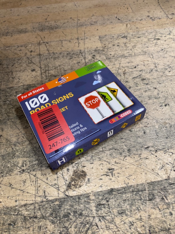 Photo 1 of 100 Road Sign Flash Cards with Cheat Sheet Color-Coded Detailed Explanation Safe Driving Tips Relevant Road Signs USA