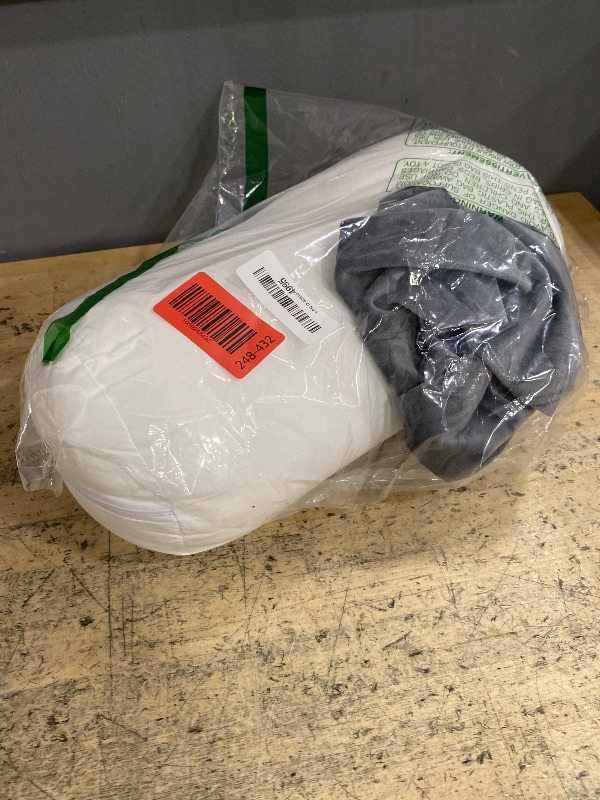 Photo 1 of 1 MIDDLE ONE Round Cylinder Bolster Pillow with Removable Velvet Cover, Tube Roll Cervical Pillow for Head, Neck, Back and Legs Support, 13" x 6", Grey