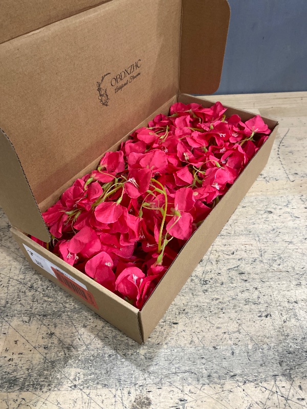 Photo 1 of 2 PCS 50 Inch Silk Bougainvillea Artificial Flowers, Faux Triangle Plum Flowers?Fake Bougainvillea Vine, Using for Wedding Porch Home Centerpieces Party Garden Indoor Outdoor Spring Decor (Fuchsia)
