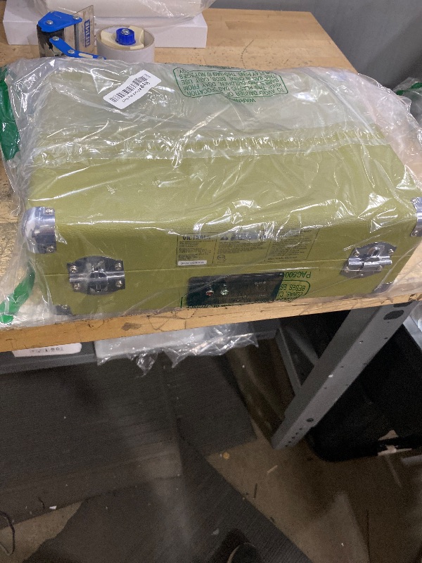 Photo 1 of **FOR PARTS ONLY**
Victrola Journey Bluetooth Portable Suitcase Record Player – with Built-in Speakers, 3 Speed Vinyl Record Player, RCA Out, Headphone Jack (Green Olive)