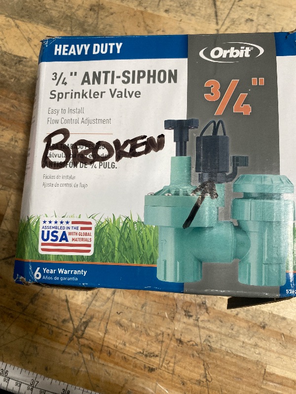 Photo 1 of 1-Pack Orbit 57623 3/4" FPT 100 Series Anti-Siphon Automatic Sprinkler Valve with Flow Control