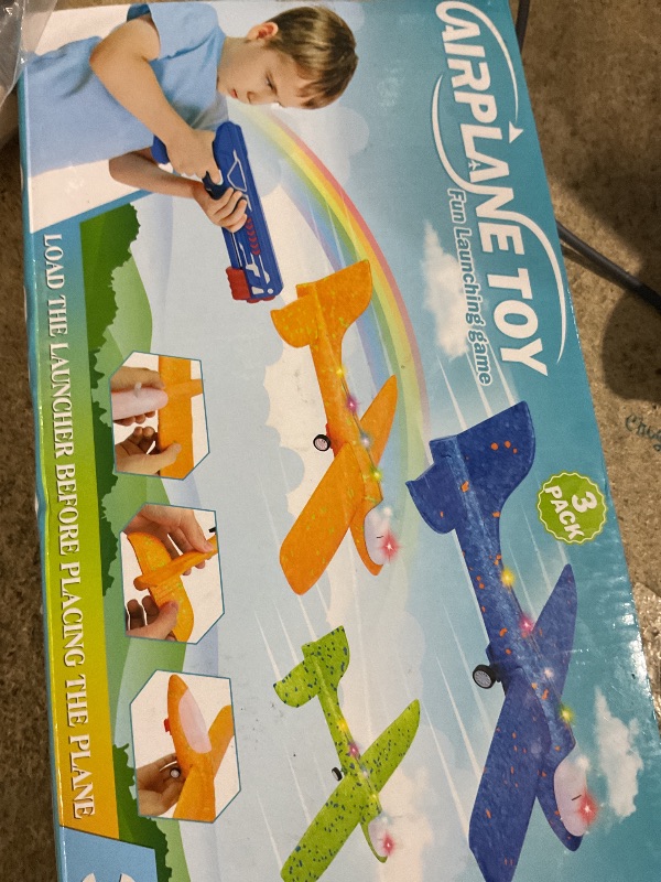 Photo 1 of 3 Pack Airplane Launcher Toy, 12.6" Foam Glider Led Plane, 2 Flight Mode Catapult Plane for Kids Outdoor Sport Flying Toys Gifts for 3 4 5 6 7 8 9 10 12 Year Old Boys Girls