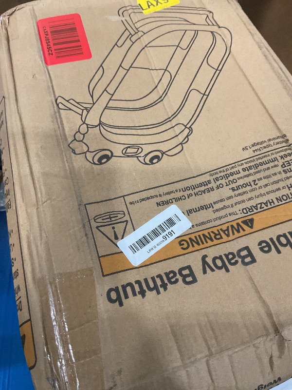 Photo 1 of **MISSING ASSEMBLY PIECES** Collapsible Baby Bathtub for Newborns with Thermometer and Soft Floating Cushion Portable and Foldable Travel Baby Bath Tub for Infants to Toddler 0-36 Month (Blue)