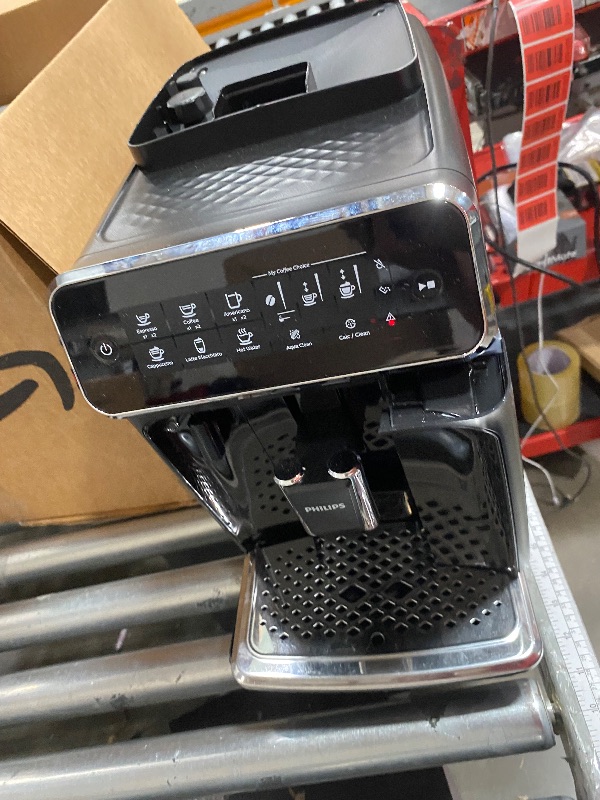 Photo 1 of (DAMGED,UNTESTED)  FOR PARTS* Philips 3200 Series Fully Automatic Espresso Machine, LatteGo Milk Frother, 5 Coffee Varieties, Intuitive Touch Display, 100% Ceramic Grinder, AquaClean Filter, My Coffee Choice, Black (EP3241/54)