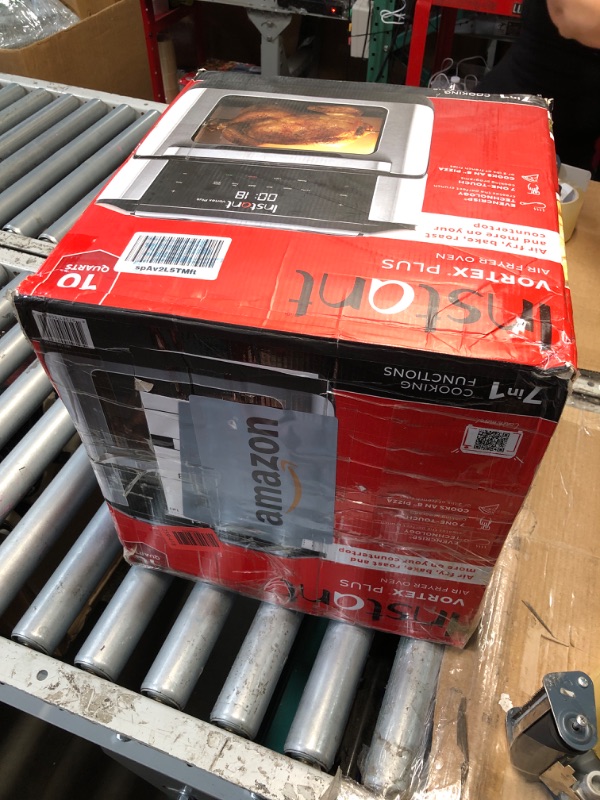 Photo 1 of (USED/FAIR) Instant Pot 10QT Air Fryer, 7-in-1 Functions with EvenCrisp Technology that Crisps, Broils, Bakes, Roasts, Dehydrates, Reheats & Rotisseries, Includes over 100 In-App Recipes, Stainless Steel