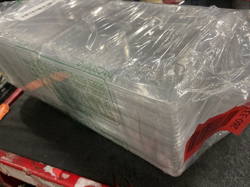 Photo 1 of 100 Count Clear Plastic Hinged Take Out Containers Clamshell Takeout Tray Food Clamshell Containers Outside Diameter for Dessert, Snacksetc, Cakes Slice, Cookies, Salads