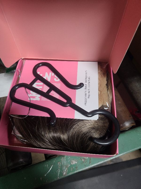 Photo 1 of 16 Inch Medium Length Wavy Ombre Ash Blonde Synthetic Wig with Adjustable Bands for Women – Natural Middle Part Design for Daily Wear, Parties, or Halloween