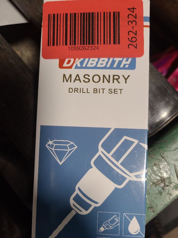 Photo 1 of 10-Piece Masonry Drill Bit Set for Concrete Tile Glass Ceramic Brick,1/8 to 1/2 Inch Drilling Bits with Triangle Handle,Tungsten Steel Alloy Tip.?Black?