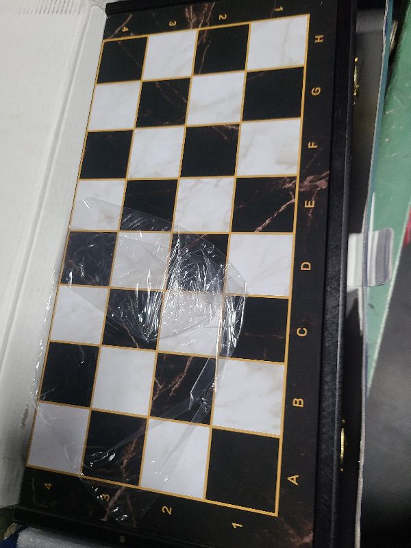 Photo 1 of 15-Inch Wooden Chess Set – Premium Folding Wooden Chess Board with Carved Chess Pieces, Built-in Storage, Portable and Travel-Friendly Chess Game Sets for Adults and Kids