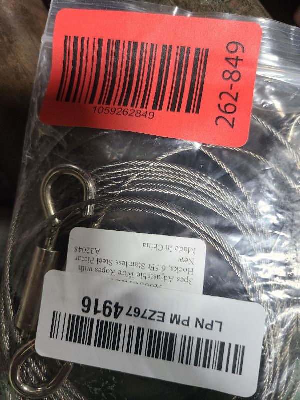 Photo 1 of 3pcs Adjustable Wire Ropes with Hooks, 6.5Ft Stainless Steel Picture Hanging Wire Heavy Duty Picture Wire Mirror Hanging Hardware for Mirror Picture Lamps, Billboards, Flower Pots