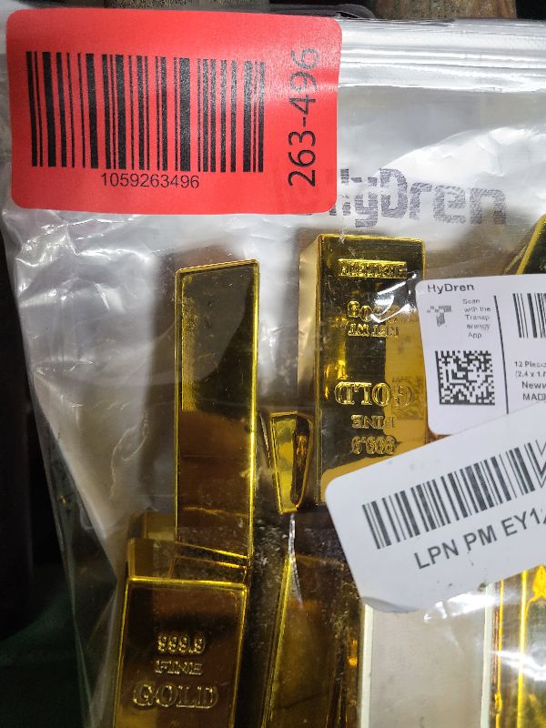 Photo 1 of 12 Pieces Fake Gold Bar Replica Golden Bullion Glittering Brick Decorative Movie Prop for Stage Decoration Halloween Pirate Party Supplies Funny Gifts (2.4 x 1.1 x 0.7 Inch)