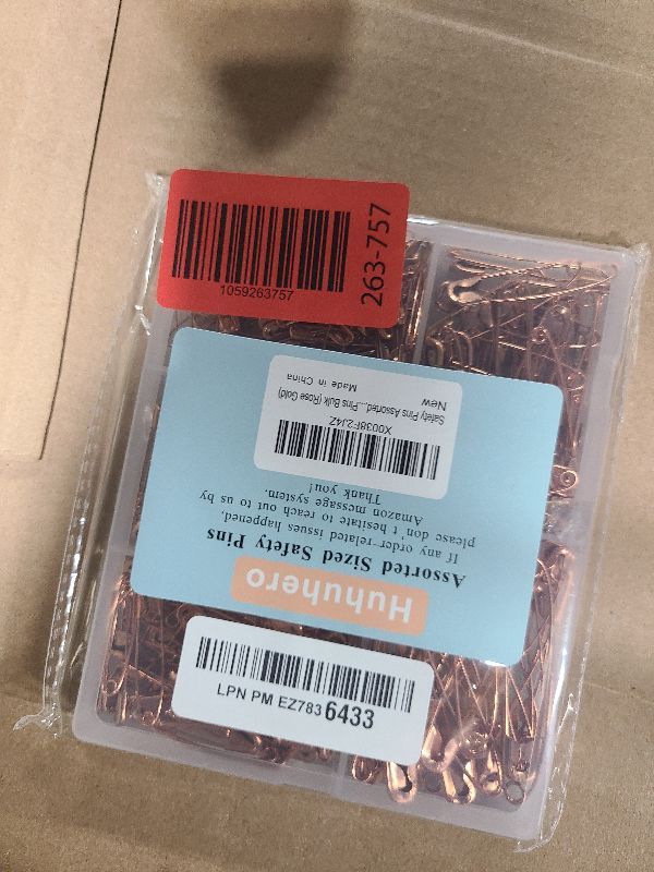 Photo 1 of 340 Pack Safety Pins Assorted, 5 Different Sizes Small and Large Safety Pins for Clothes Costume, Nickel Plated Steel Bulk, Sewing Crafts Art Supplies, Rose Gold
