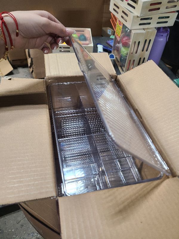 Photo 1 of 2 Pack Stackable Plastic Tea Bag Organizer, Clear Sugar Packets Storage Box with 8 Grids Compartments Divided
