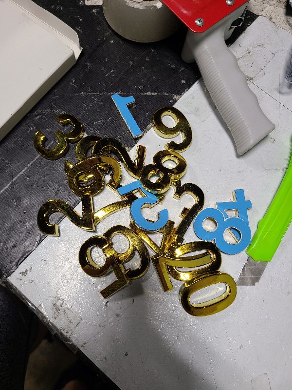 Photo 1 of 20 Pieces Mailbox Numbers for House Outside 0-9 Door Room Signs Self Adhesive Address Number Sticker for Office Wall Apartment Decorative(2 Inch,Gold)