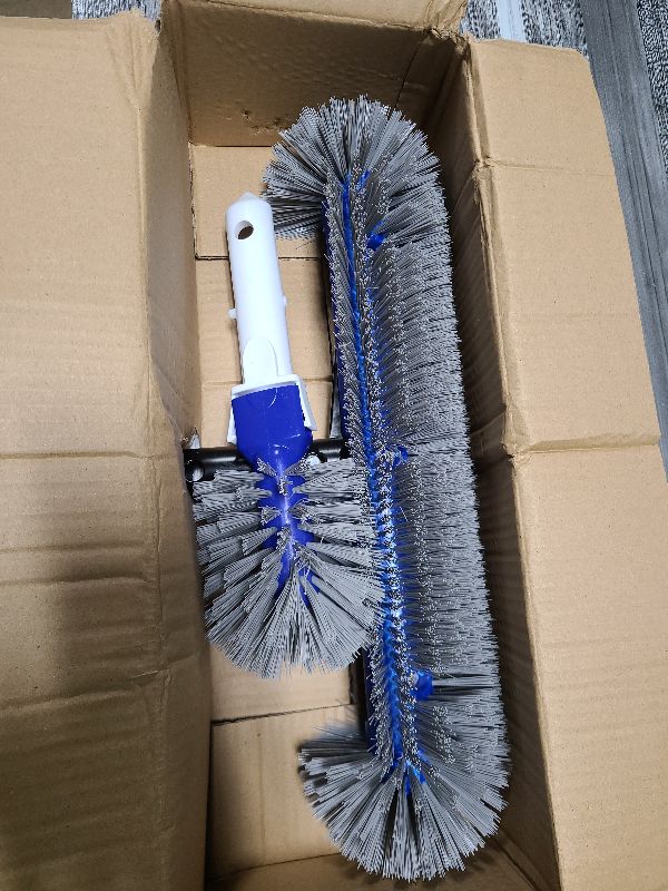 Photo 1 of 16.7'' Swimming Pool Brush Head with Round Ends, EZ Clip Aluminum Handle, Heavy Duty Pool Brushes for Clean Swimming Pools Faster, Extra Corner Brush Head for Clean Pool Steps & Corners