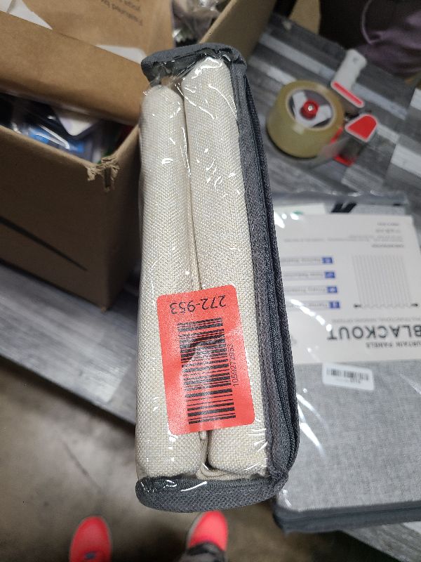 Photo 1 of 100% Blackout Shield Linen Blackout Curtains for Bedroom 84 Inches Long, Back Tab/Rod Pocket Living Room Drapes, Thermal Insulated Blackout Curtains 2 Panels Set, 50" W x 84" L, Cream