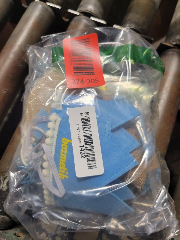 Photo 1 of 1/2 Birthday Boy Half Birthday Decorations High Chair Banner, 6 Month Girl Tassel Wood Bead Highchair Garland Blue