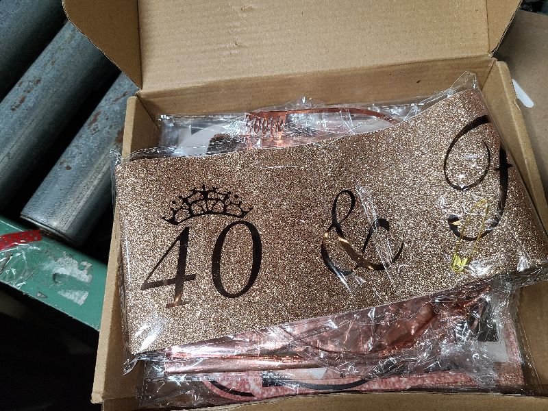 Photo 1 of 14Pcs 40th Birthday Decorations for Women with Banner, Hanging Swirls, Balloons,Crown and Sash,Table Honeycombs Centerpieces, Happy 40th Birthday Decorations