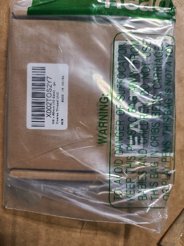 Photo 1 of (10 Sets) M8-1.25 x 60mm Hex Bolt Kit, 304 Stainless Steel (18-8), Includes Hexagon Head Screws and Nuts, Flat & Lock Washers, Full Coarse Thread, for Machinery, Automotive, DIY