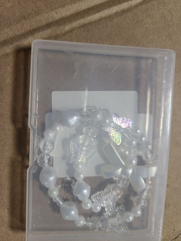 Photo 1 of 2pcs Beaded Phone Bracelet Strap, Crystal Butterfly Flower Pearl Phone Beaded Wrist Strap Phone Bracelet Lanyard for Women Phone Keychain Charm (White, Purple)