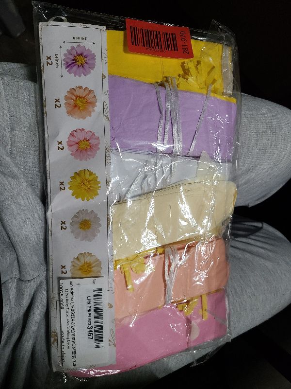 Photo 1 of 12 Pcs Daisy Tissue Paper Pom Poms Party Decorations Colorful Tissue Flowers Spring Party Decoration Paper Flowers Decorations for Wall Backdrop Garden Wedding Decor