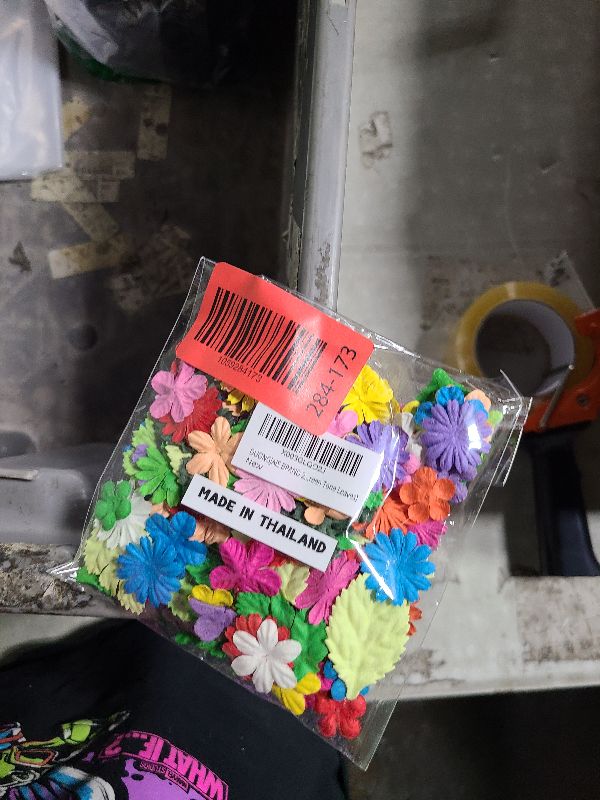 Photo 1 of 200 Pcs Handmade Mixed Mulberry Paper Flowers Petals and Leaves Scrapbooking Wedding DIY Craft Supplies Card (10 Colors Flowers/Green Tone Leaves)