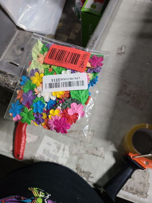 Photo 1 of 200 Pcs Handmade Mixed Mulberry Paper Flowers Petals and Leaves Scrapbooking Wedding DIY Craft Supplies Card (10 Colors Flowers/Green Tone Leaves)