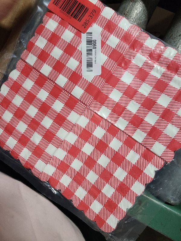 Photo 1 of 100 Pcs Red Gingham Napkins (Red)