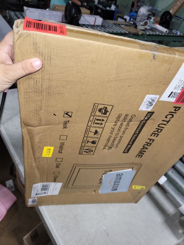 Photo 1 of 16x24 Poster Frame, USA-Sourced Teak Wood Picture Frame with HD Tempered Glass, Handcrafted Rounded Corner 16 x 24 Wooden Frame Matted to 12x18 Photos, Horizontal or Vertical Wall Display