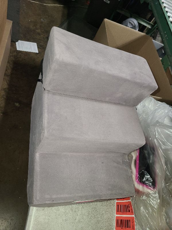 Photo 1 of  Pet Stairs Dogs, Dog Stairs for Small Dogs Pet Bed Ladder Pet Dog Cat 3-4 Steps Ladder, Portable Washable, Multiple Colour,Gray,40x38x30cm