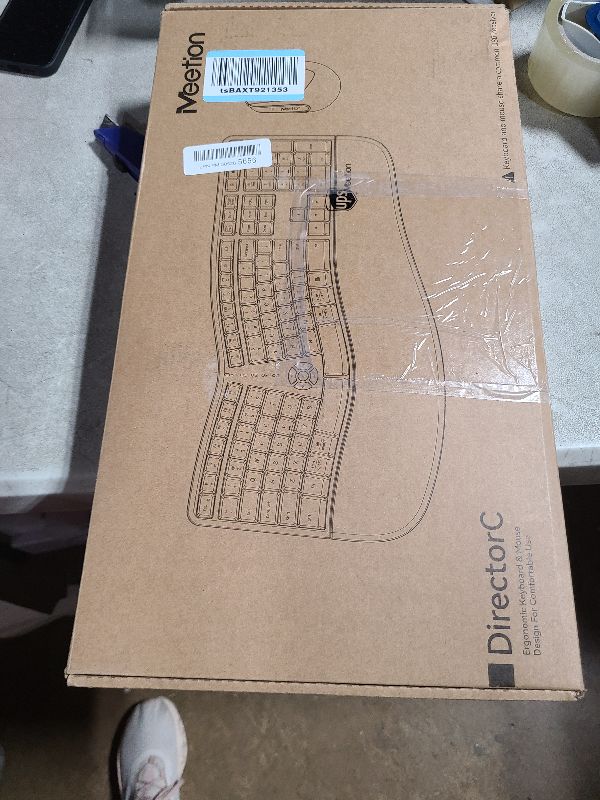 Photo 1 of MEETION Ergonomic Wireless Keyboard and Mouse, Ergo Keyboard with Vertical Mouse, Split Curved Keyboard with Wrist Rest, Natural Typing Rechargeable Full Size, Windows/Mac/Computer/Laptop, Large Size