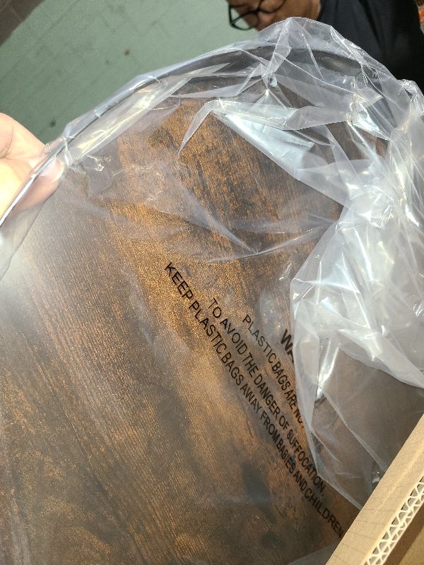 Photo 1 of 15.7" Lazy Susan Turntable Organizer for Cabinet, Rustic Wooden Storage with Metal Railing, Round Rotating Tray for Countertop, Living Room, Bathroom